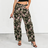 Camo Rose High Waist Denim Pants